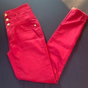 Burgundy skinny jeans